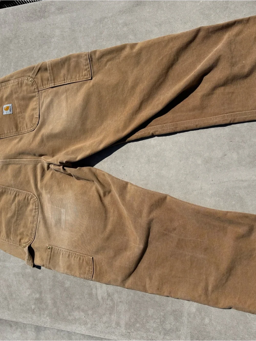 Men's USA made Carhartt double knee Carpenter Work Pants in Brown